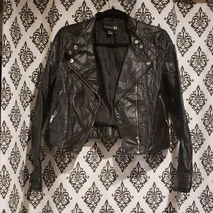Faux leather moto jacket